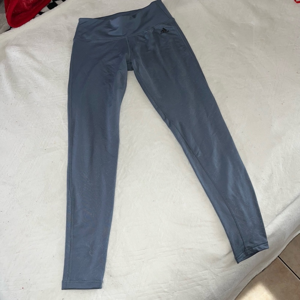 Adidas blue floral print leggings size M